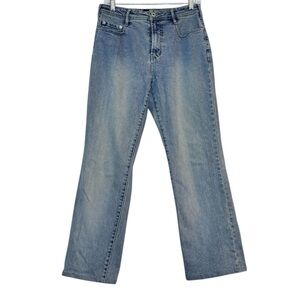 Express Stretch Fit & Flare Womens Jeans Medium Light Wash Blue Denim